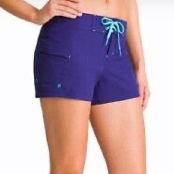 Women’s Athleta Athletic shorts board shorts, purple and teal, Size 10 - Picture 1 of 5